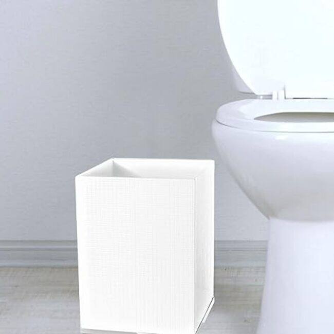 Creative Scents Estella White Waste Basket for Bathroom