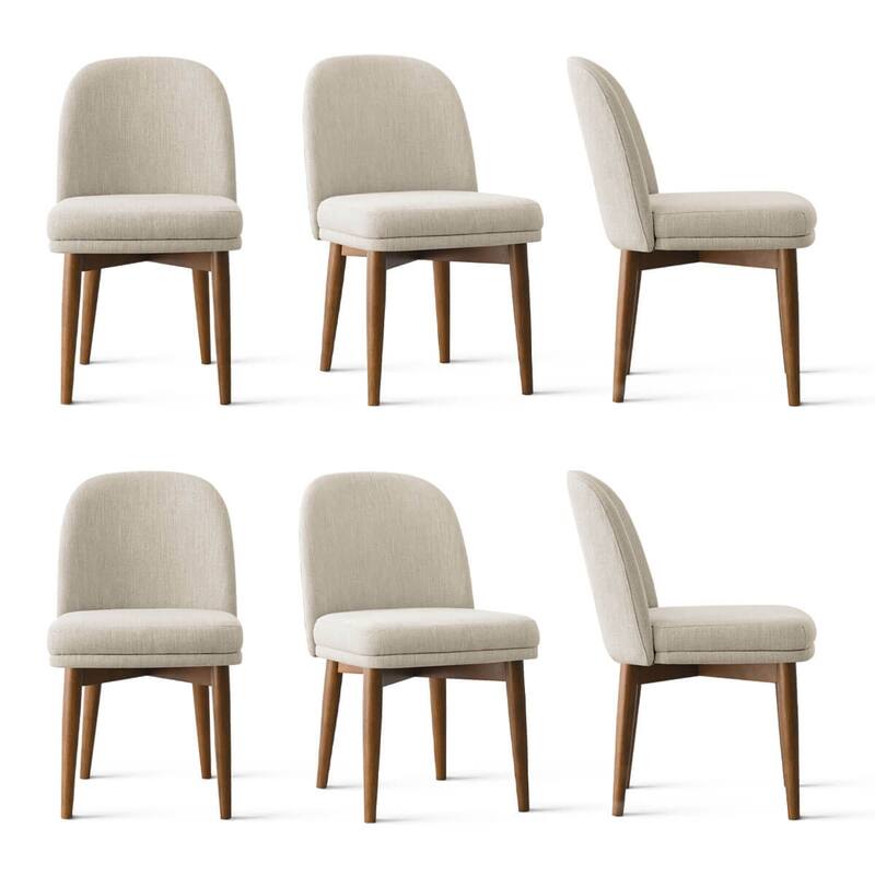 Modern Parsons Dining Chairs with Solid Wood Legs - Set of 6 - Beige-6-piece