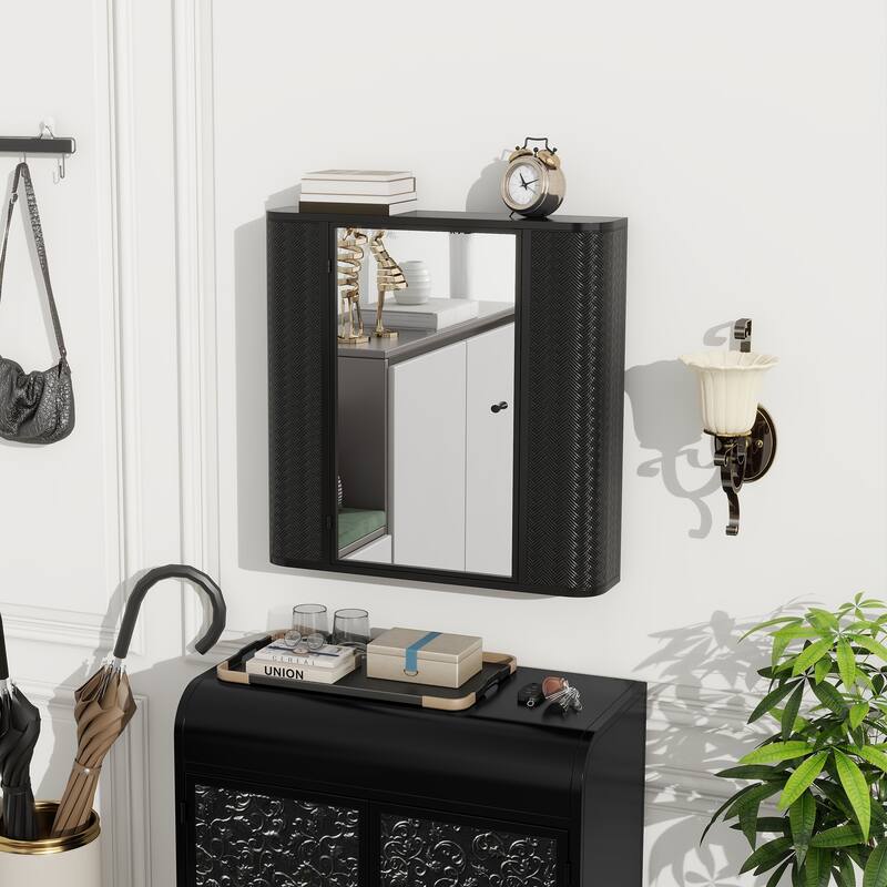 Wall-Mounted Bathroom Cabinet with Mirror - Antique Black