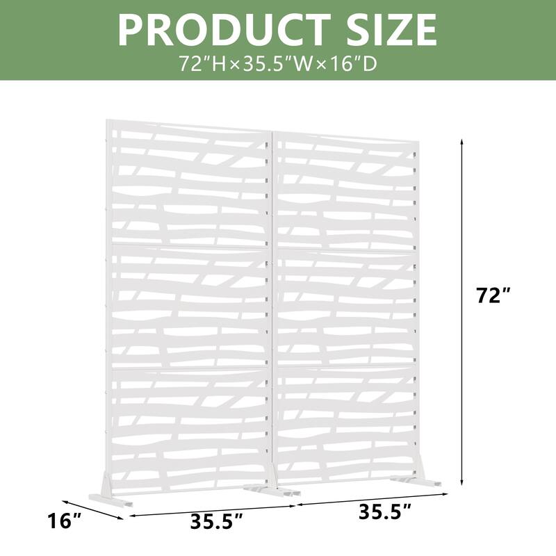 Metal Privacy Screen Fence Panel with Stylish Pattern Set of 2