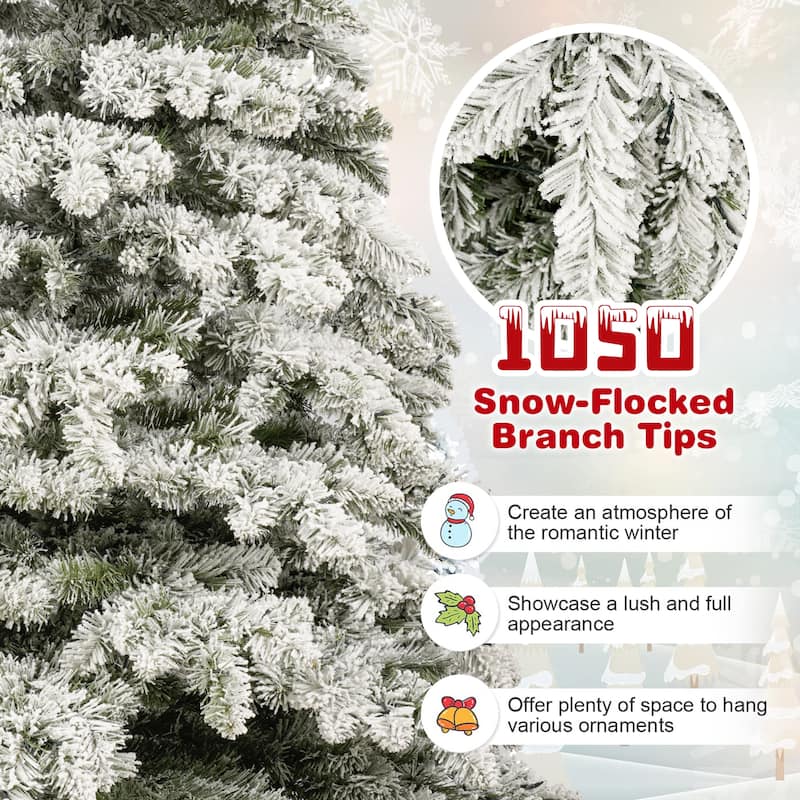 7.5ft Snow Flocked Christmas Tree, Holiday Decoration, 400 Lights