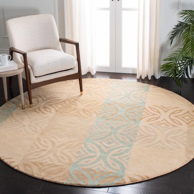SAFAVIEH Handmade Wyndham Gabriela Modern Wool Rug - 7' Round - Beige/Multi