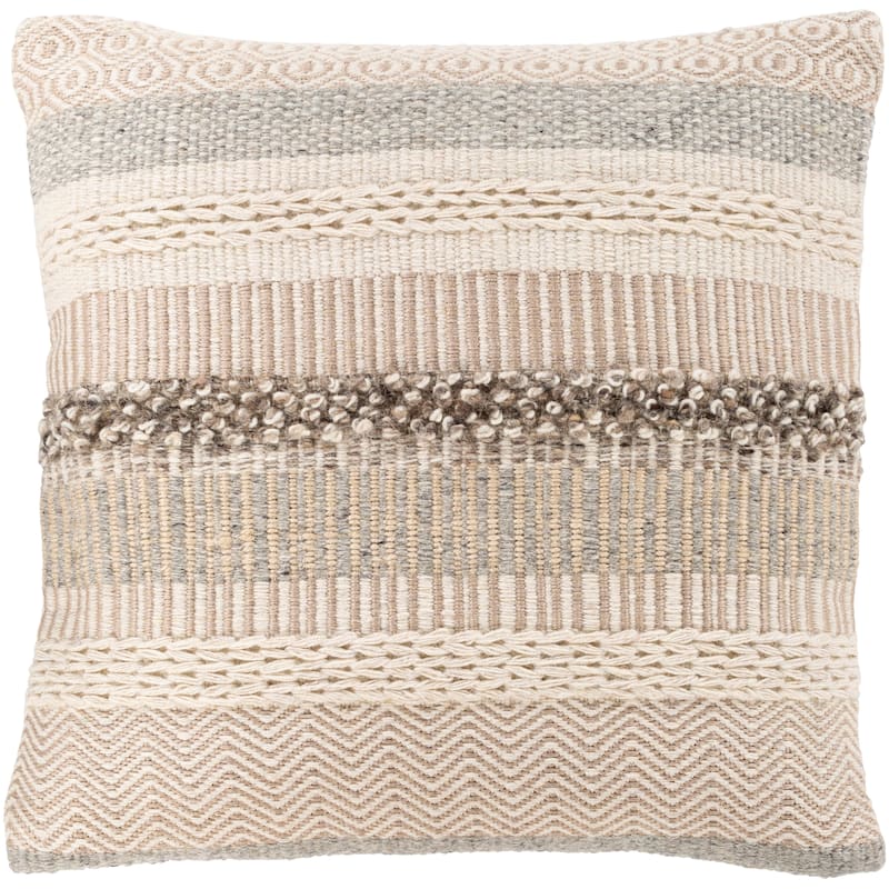 Brynne Cottage Textured Wool Blend Throw Pillow - Polyester