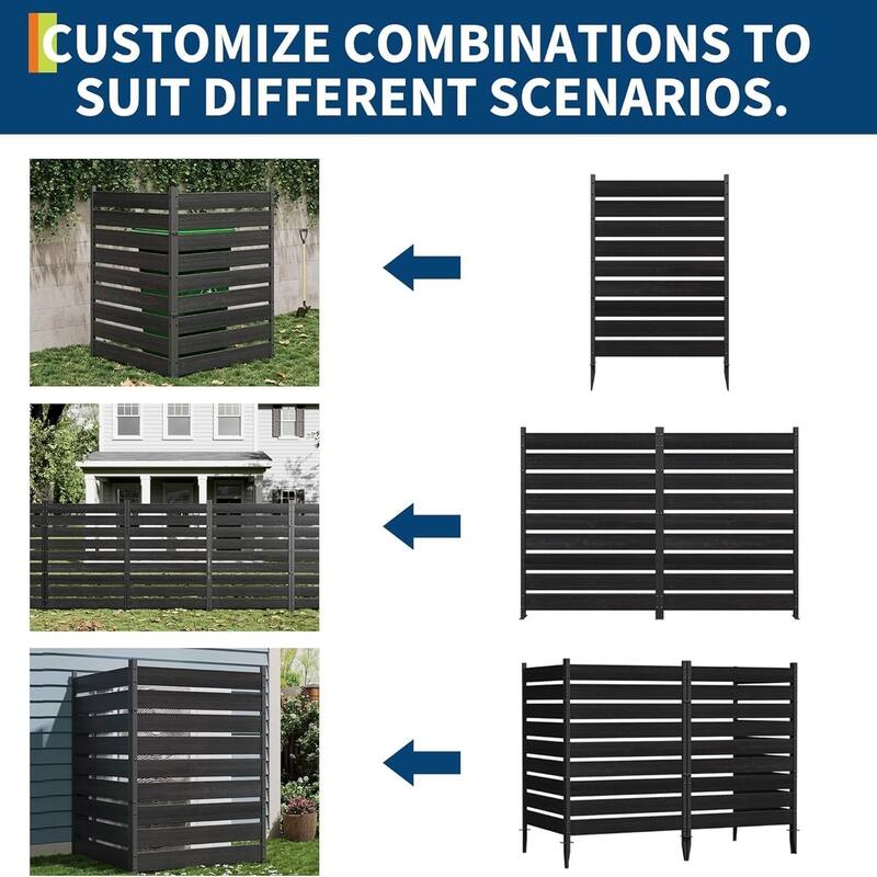 2-Pack 49 x 38 in Natural Cedar Privacy Screen No-Dig Outdoor Fence for Trash Can AC Unit and Patio Black