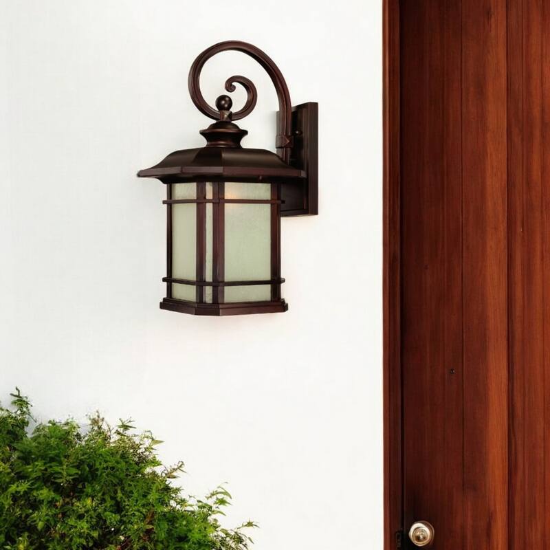 Bronze Aluminum Craftsman Outdoor Wall Lantern Light with Frosted Glass LED - 11.75” x 11.25” x 22” (D x W x H)