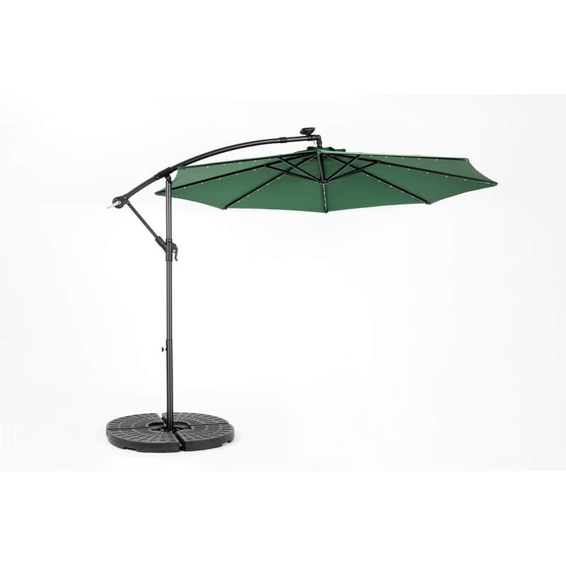10ft Solar LED Offset Hanging Market Water-resistant Patio Umbrella