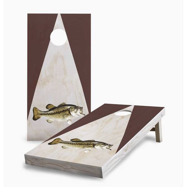 slide 2 of 7, Wood Bass Cornhole Game (Choose Wraps or Boards) 2x4 Boards (24" x 48") - Include ALL Accessories