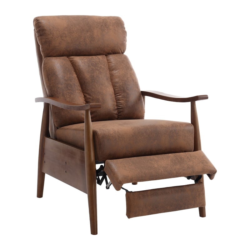 Modern Adjustable Recliner Chair, Wood Frame Armchair Accent Chair Lounge Chair Upholstered Sofa Chair for Living Room