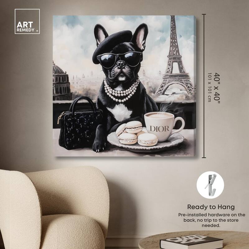 Frenchie in Paris Treats Canvas by Art Remedy, Gallery Wrapped