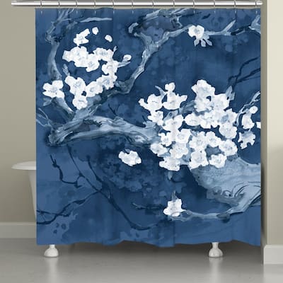 Brilliant Blue Cherry Blossom Shower Curtain