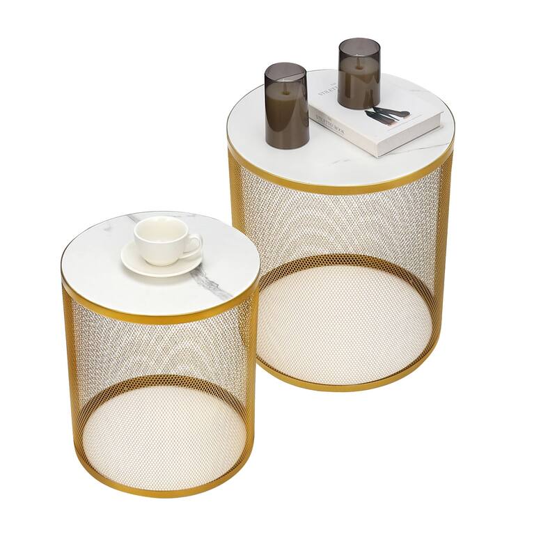 Metal Round Waterproof Coffee Table,Set of 2 On Sale Bed Bath