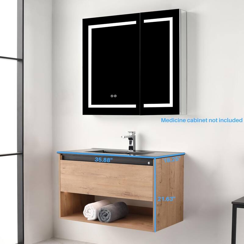 Blossom Bergen Wall Mounted Floating Bathroom Vanity with Sink
