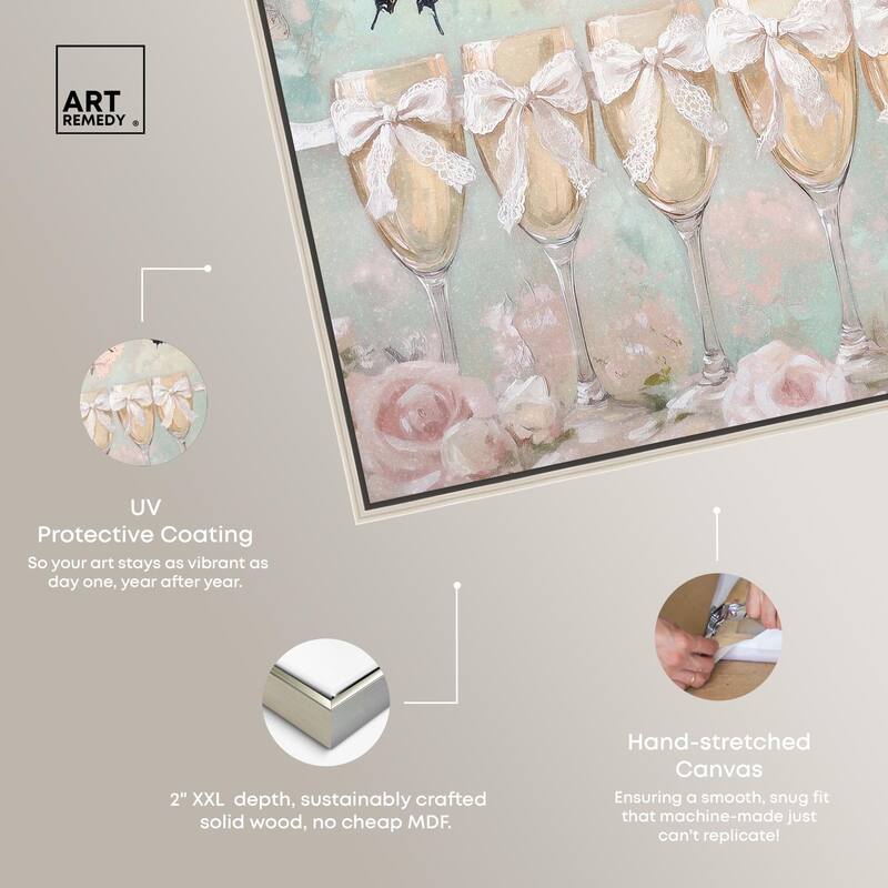 Champagne Mint and Pink Glass Canvas by Art Remedy