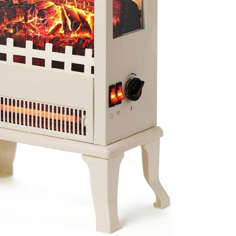 17 Inch Freestanding Electric Fireplace Stove for Living Room Bedroom Decor, White