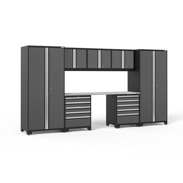 slide 20 of 57, NewAge Products Pro Series 8-pc. Steel Garage Cabinet Set Stainless Steel Top / No Slatwall - Gray