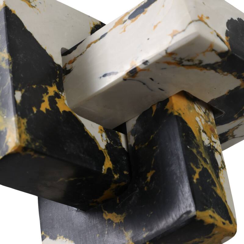 Stone Marble Decorative Object Geometric Sculpture Handcrafted Accent
