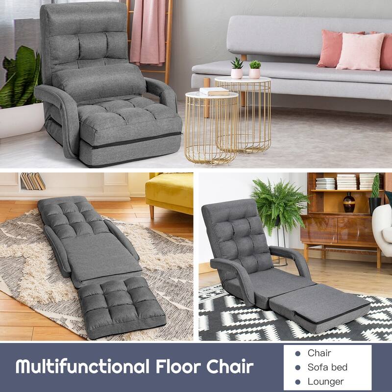 Folding Floor Massage Chair with Adjustable Backrest and Armrests