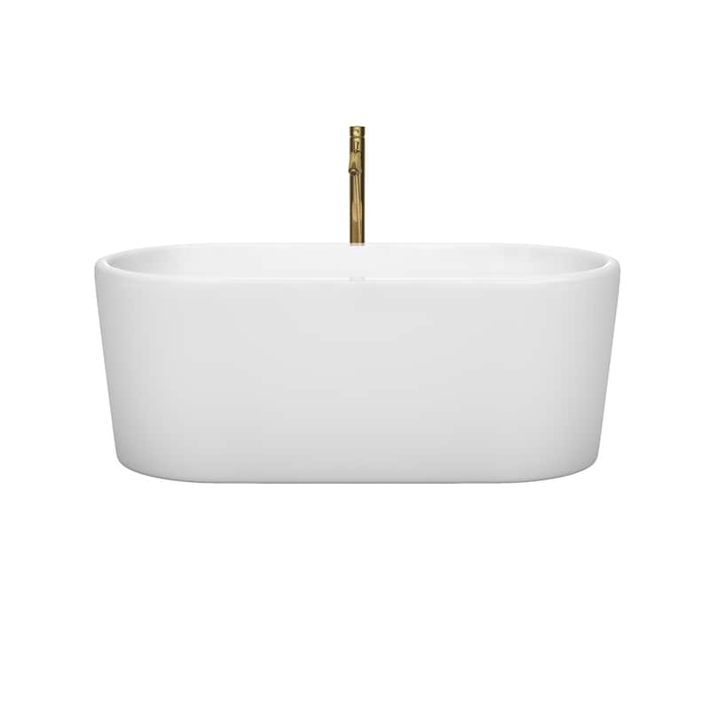 Wyndham Collection Ursula 59-inch White Freestanding Soaking Bathtub