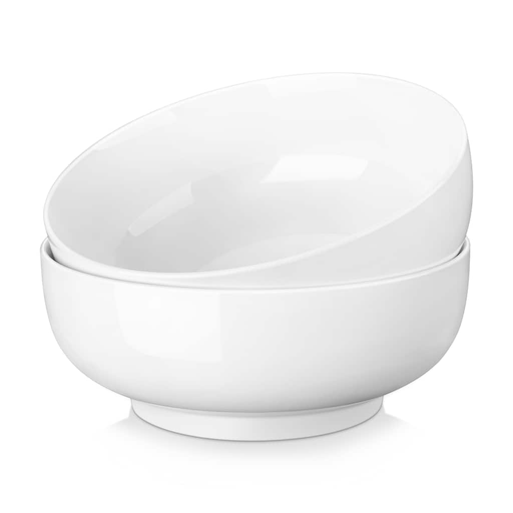 Serving Bowls, 114 OZ(10") Extra Large Salad Bowls Set of 2, Porcelain White Serving Bowls, Large Ceramic Bowl Set