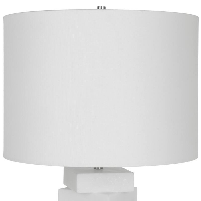 Geometric Table Lamp with Drum Shade - 23" - White