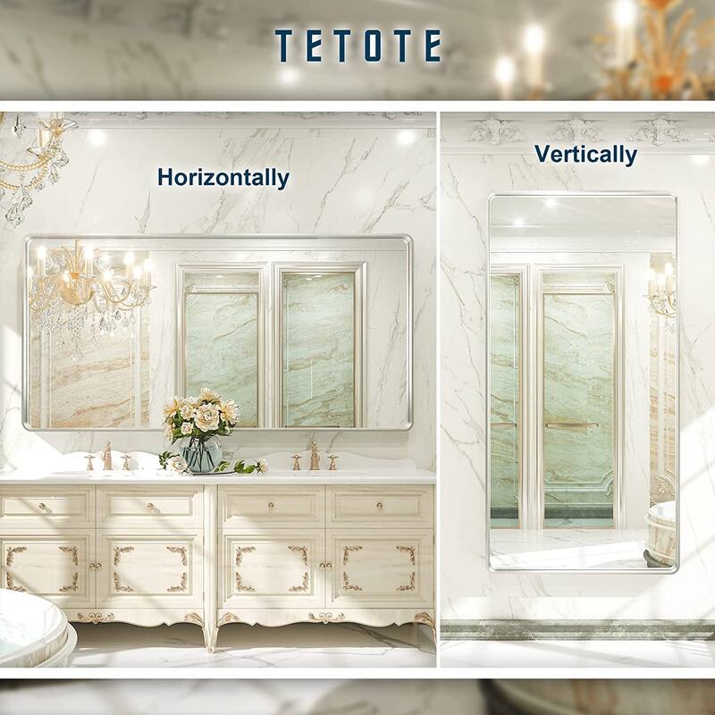 TETOTE Modern Metal Frame Wall Mounted Hanging Bathroom Vanity Mirror