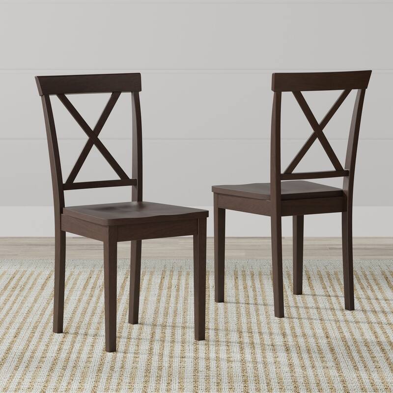 3-Piece Dining Set, 48" Rectangle Wood Table and X-Back Chairs