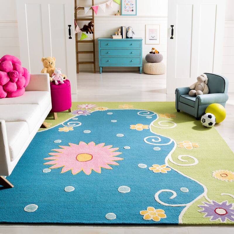 SAFAVIEH Handmade Kids Eriola Wool Rug - 8' x 10' - Blue/Green - Rectangle