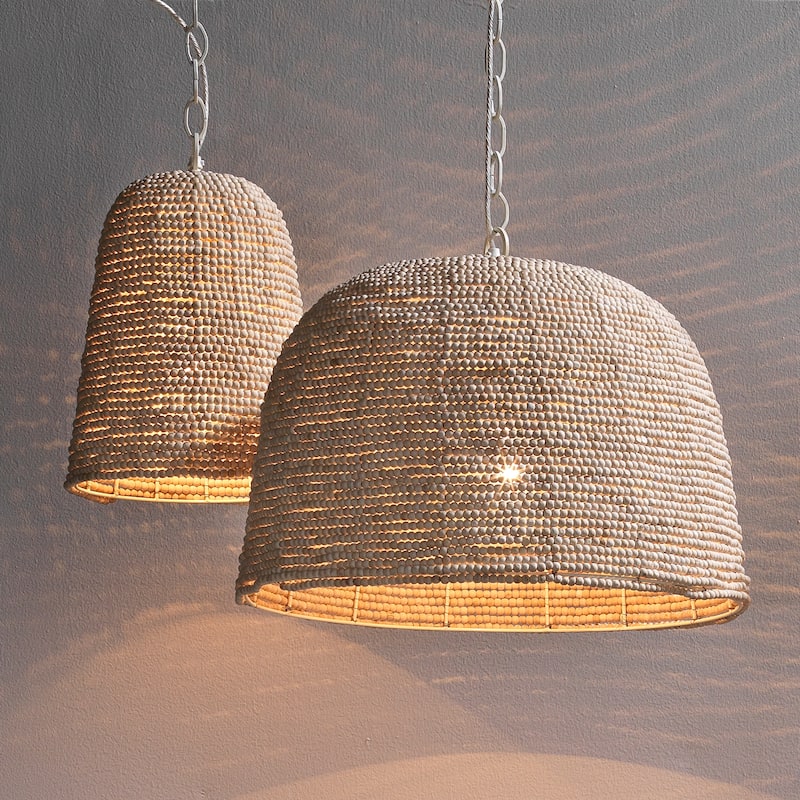 Jamie Young High Tide Wood Beaded 1-Light Pendant - 60 Max Wattage; 120 Volts