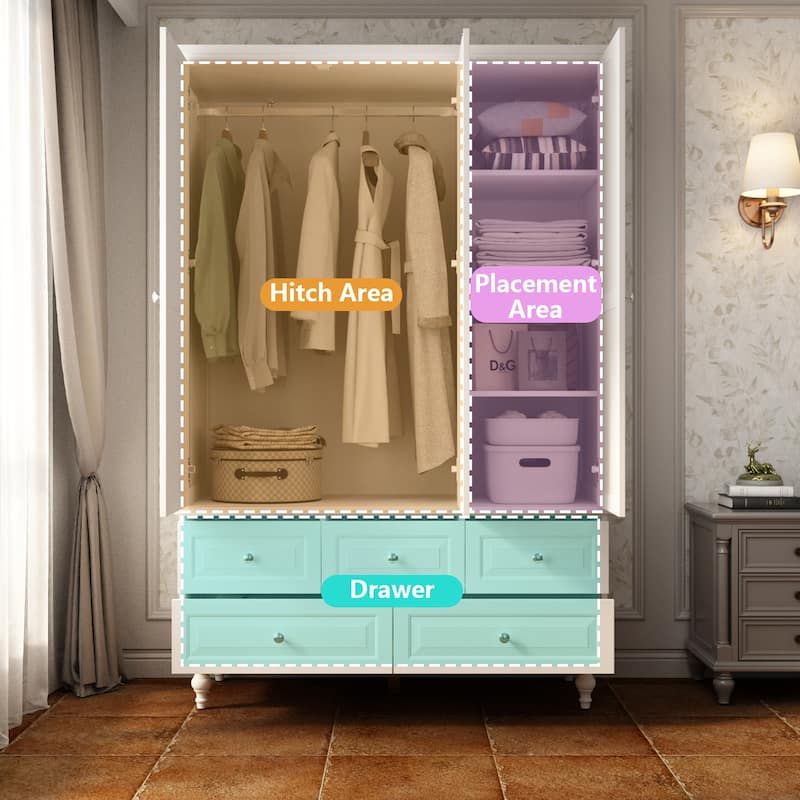 70.9"H Lacquered Wardrobe Armoires Wooden Closet with Mirror Door