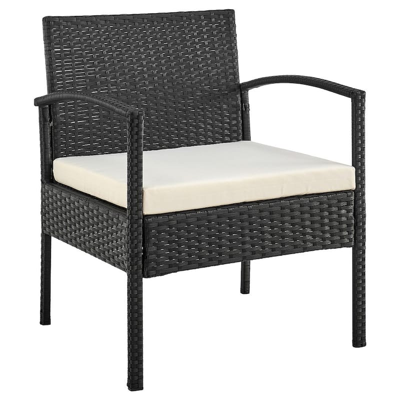 Manhattan Comfort Noli Steel Rattan 3-Piece Patio Conversation Set with Cushions