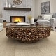 preview thumbnail 10 of 63, Brown Driftwood Handmade Collage and Pedestal Base Coffee Table with Tempered Glass Top - 48" round x 16"