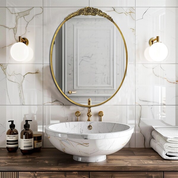 Vintage Oval Mirror Gold Frame Antique Glam Wall Mirror for