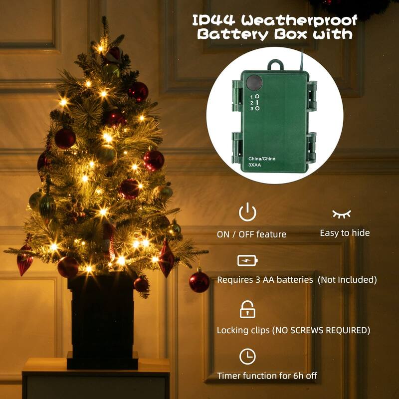 3ft Pre-Lit Artificial Christmas Tree with Vintage Potted Base