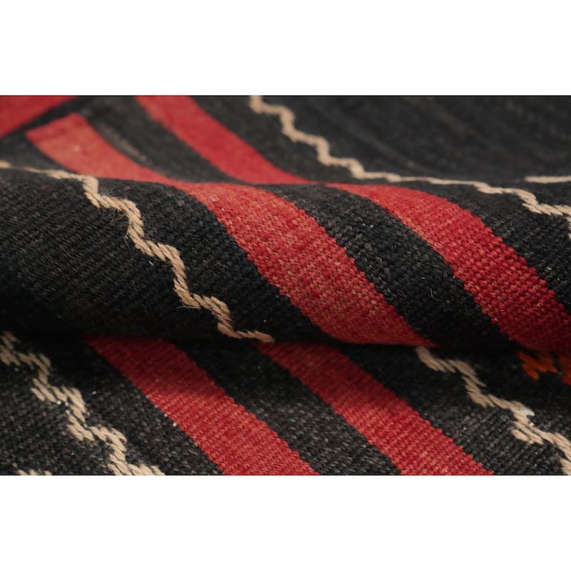 Hand Woven Oriental 100% Wool Carpet Southwestern Tribal Black Kilim Area Rug - 7' 9'' X 5' 11''