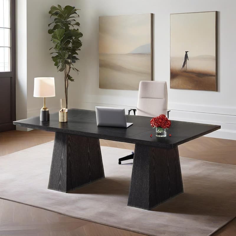 Wood Executive Desk Modern Double Pedestal Large Office