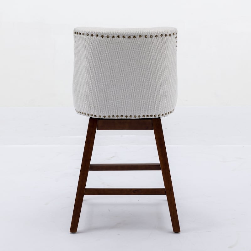 GDF Studio - Meryn Upholstered 26-Inch Counter Height Swivel Bar Stools with Curved Back (Set of 2)