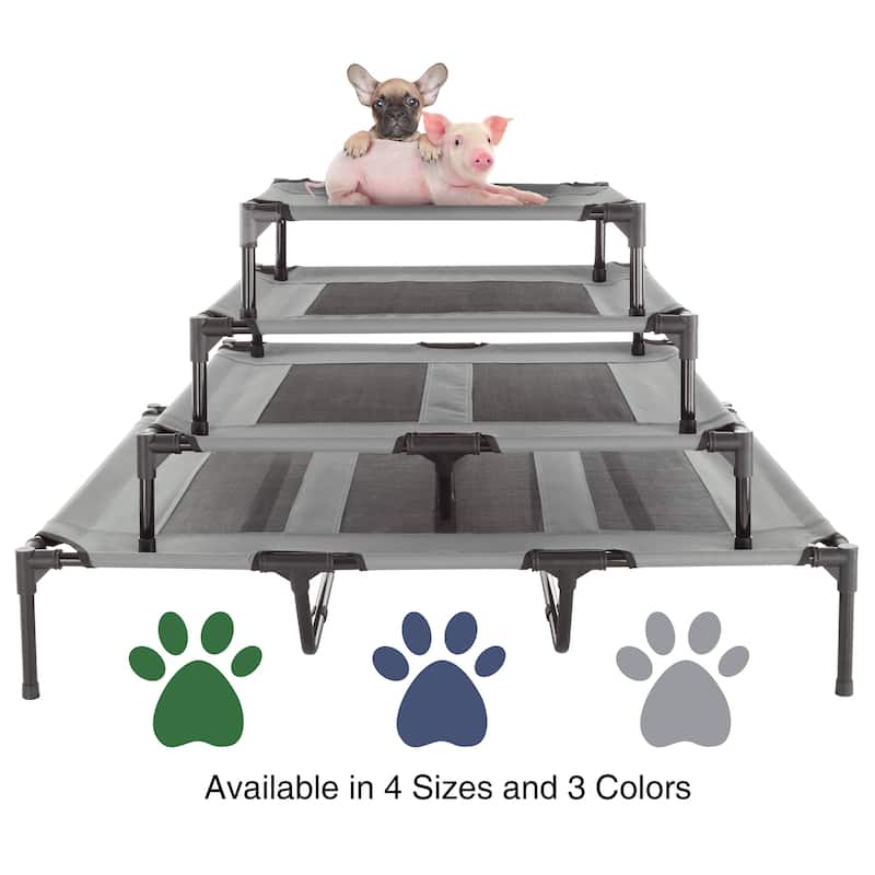 Petmaker Steel Frame Elevated Dog Bed with Non-Slip Feet - Indoor/Outdoor Puppy Cot for Pets