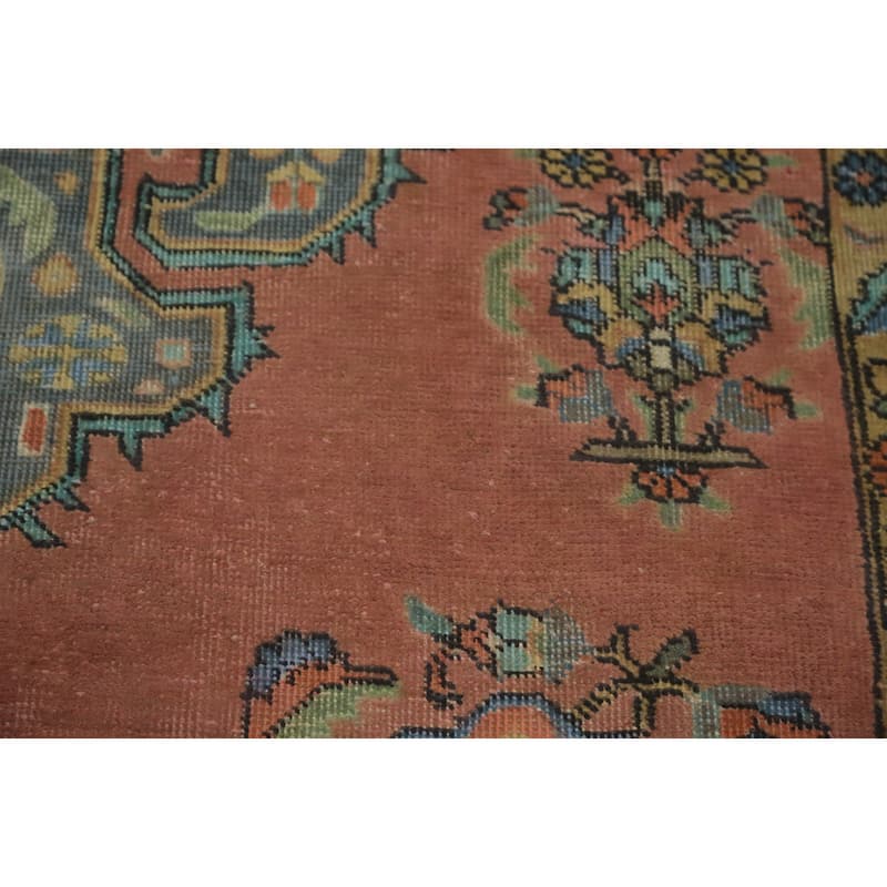 Hand Knotted Oriental 100% Wool Carpet Traditional Floral Pink Tabriz Area Rug - 9' 8'' X 6' 3''