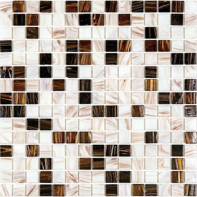 Apollo tile 12" x 12" Mingles Glossy Beige Brown Glass Tile (20 sq ft/case) - 20 Pack