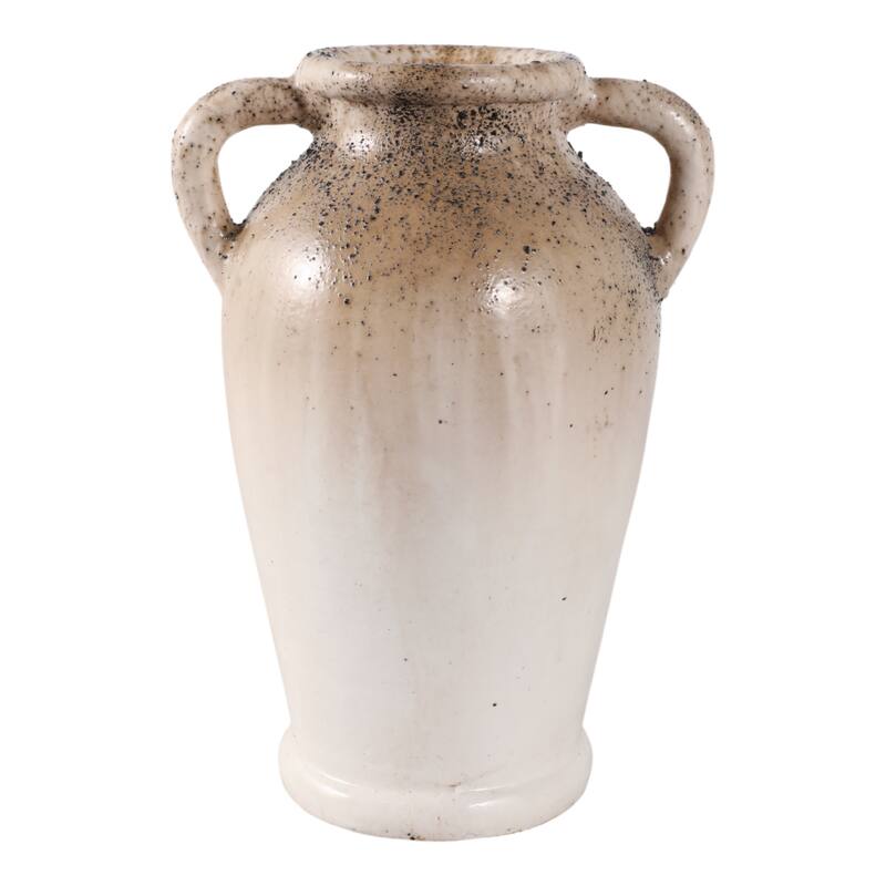 Pottery Terracotta Vase Handmade Handles Rustic Amphora Accent Vessel