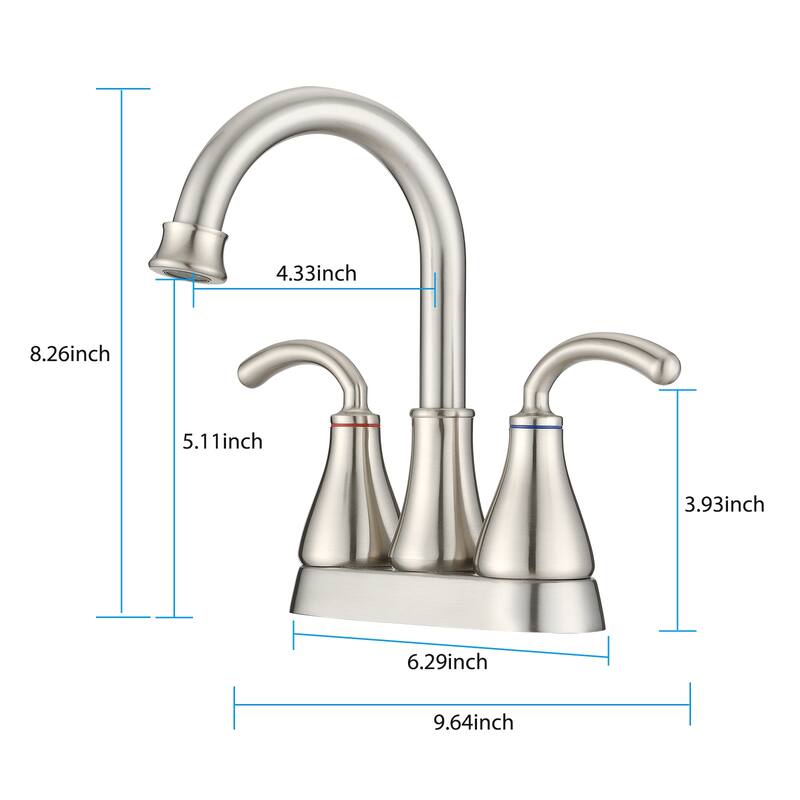 Modern 2 Handle Bathroom Sink Faucet with Aerator and 360 Degree Swivel Spout, High Arc Spout, Splashproof, Rustproof