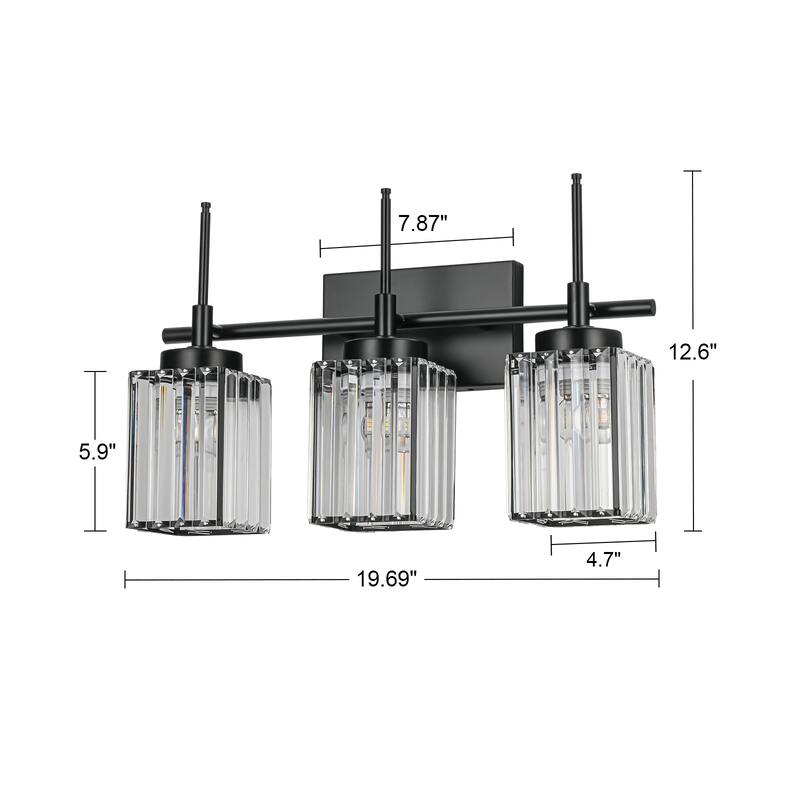 Modern Black 1/2/3/4/5-Light Bathroom Crystal Vanity Light Wall Sconces