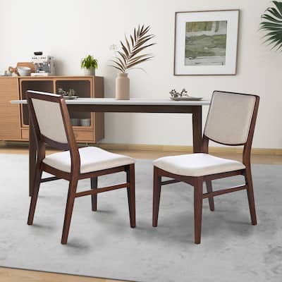 Sora Solid Wood Japandi Style Linen Dining Chair (Set of 2)