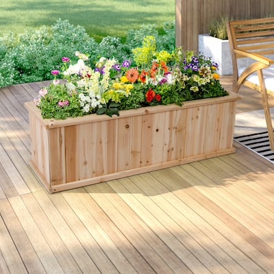 BloomBox Wooden Raised Garden Bed Backyard Patio for Herbs, Flowers, Vegetables with Drainage Holes
