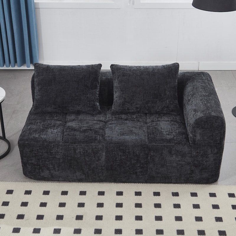 Chenille Loveseat Sofa Upholstered Deep Seat Sofa, Lounge Couch Corner Sofa Minimalist Modular Couches for Apartment