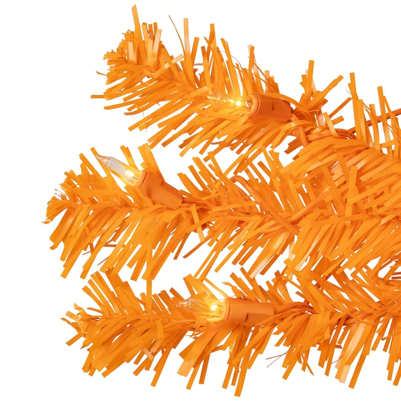 Pre-Lit Medium Pine Artificial Christmas Tree - 6' - Orange - Clear Lights - 6 Foot