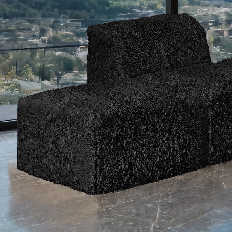 Furniture of America Ylena Modern Faux Fur Foam Modular Compressed Sofa Chair