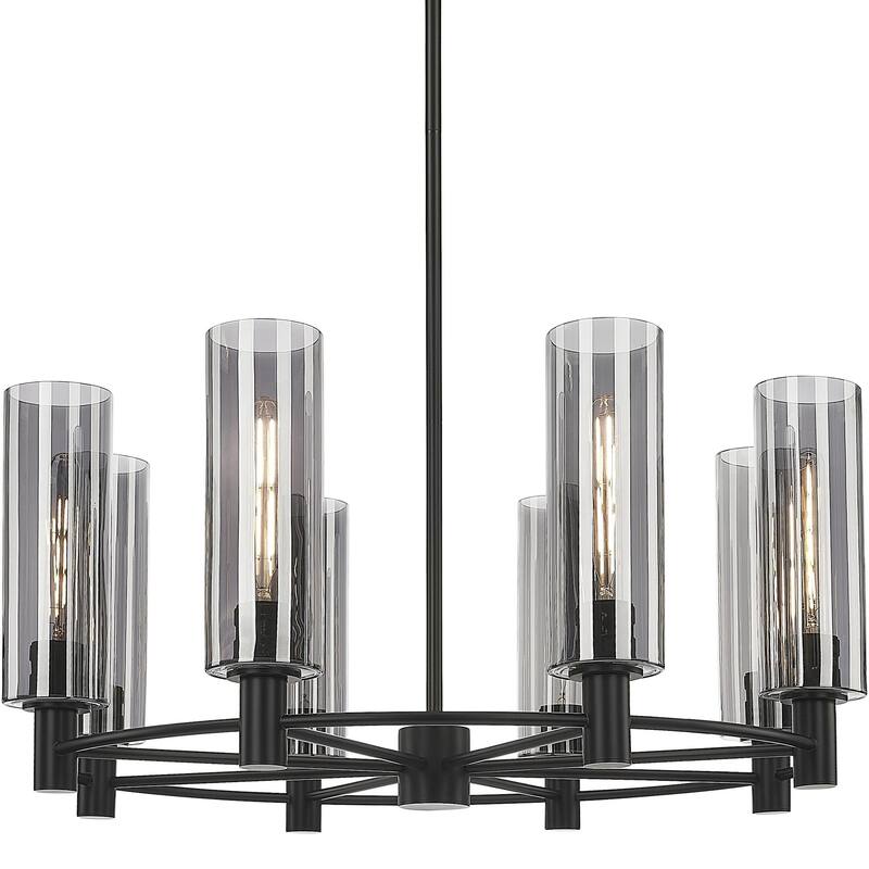 Innovations Lighting 434-8CR-15-32 Crown Point Chandelier Crown Point - Matte Black / Light Smoke