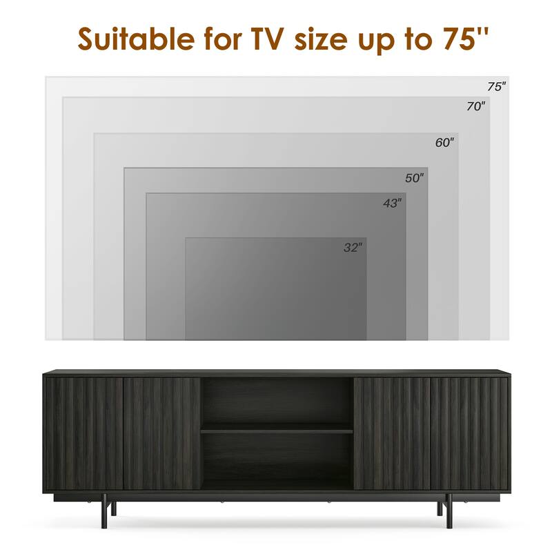 Rossetta Medieval Farmhouse style Pop-Up Door Design Wood TV Stand with Storage Shelf, up to 75"