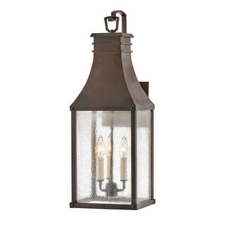 Hinkley Beacon Hill Collection Three Light Outdoor Large Wall Mount Lantern, Blackened Copper